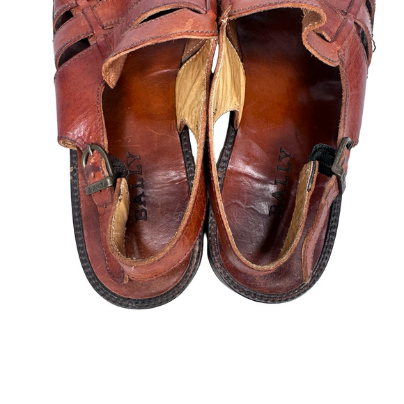 Bally Salorno Sandals Men’s US 12 D Brown Leather Fisherman Open Toe Slingback - Picture 6 of 8